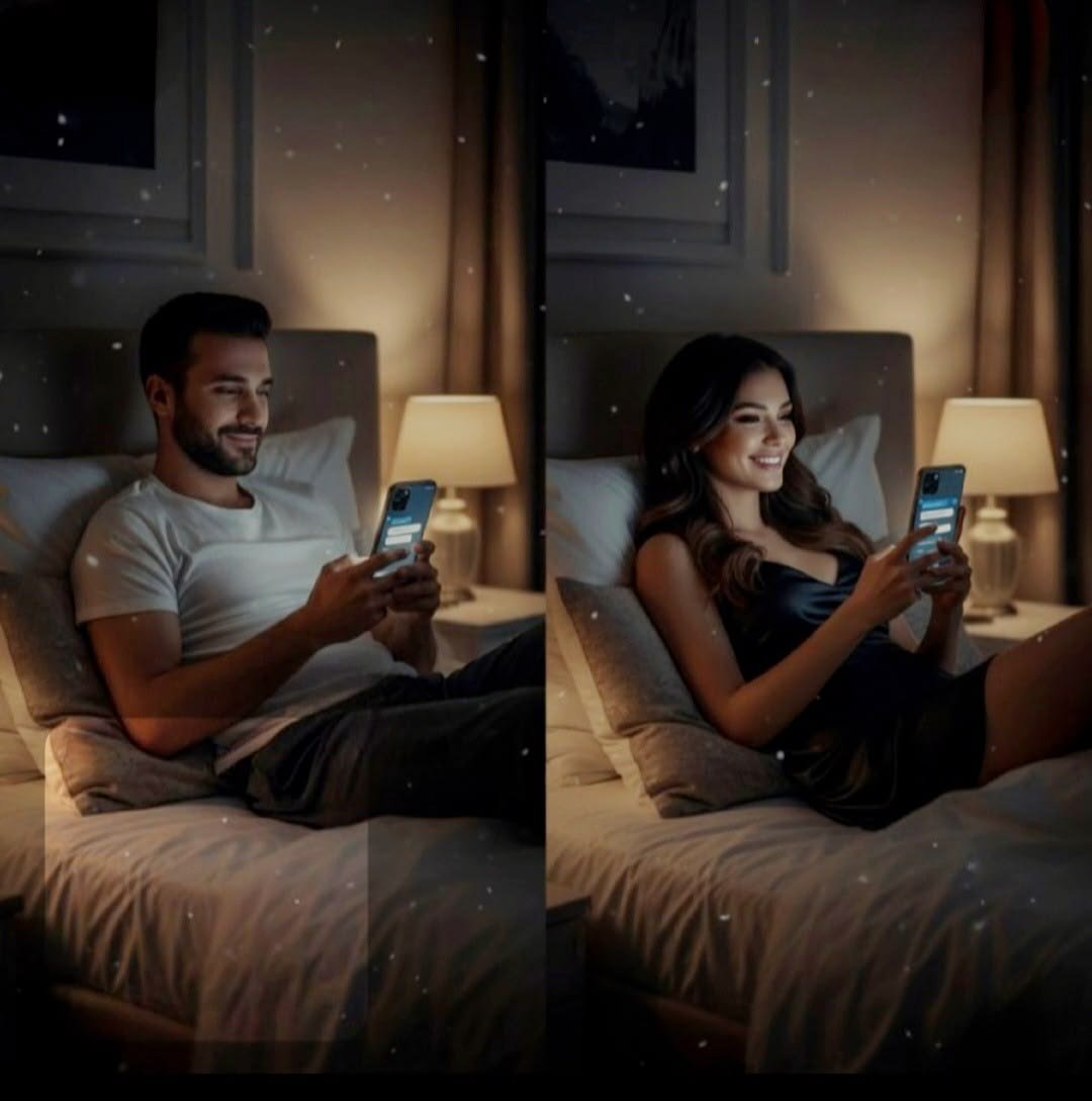 Young man starting a conversation with a girl through Instagram messages