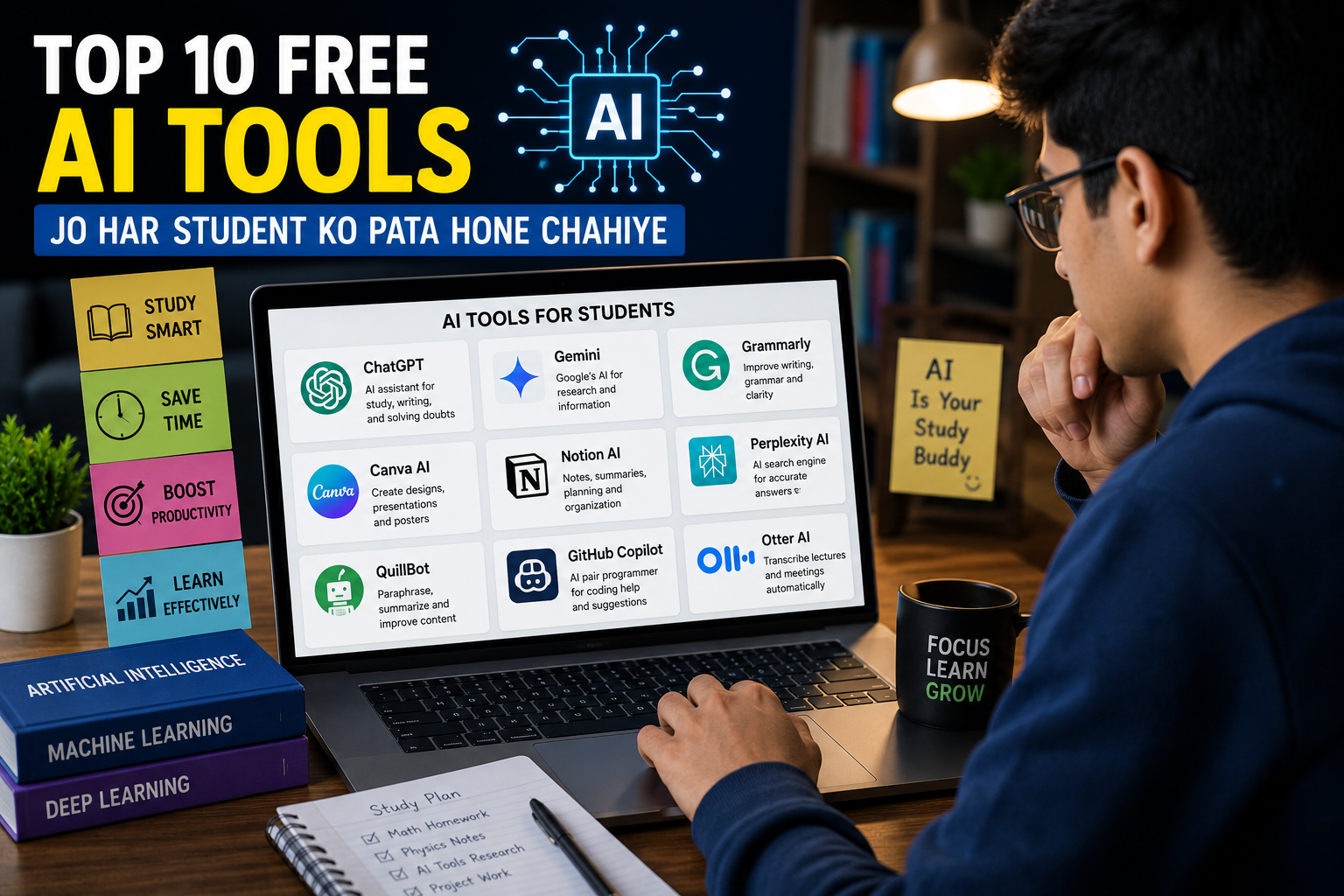 Top 10 Free AI Tools Jo Har Student Ko Pata Hone Chahiye