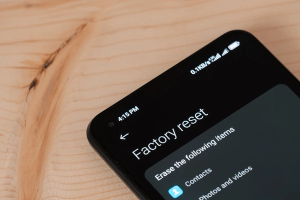 Factory reset option displayed on smartphone settings screen