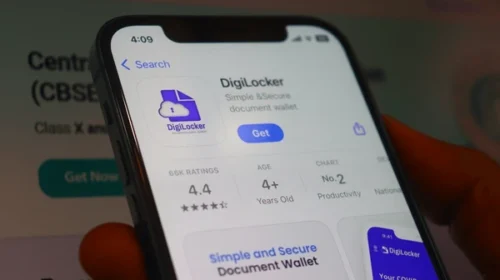 User accessing DigiLocker app and viewing digital documents on smartphone