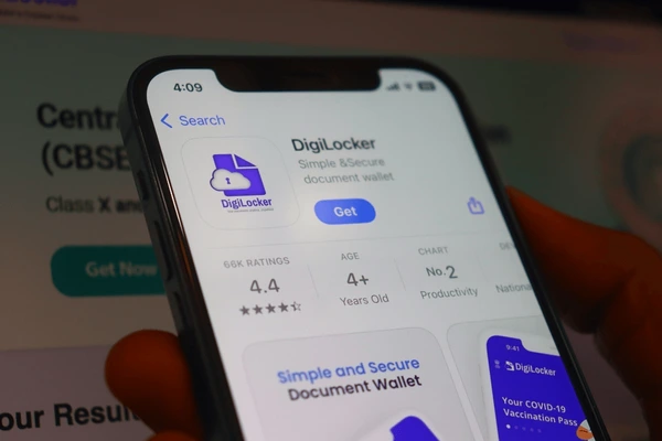 User accessing DigiLocker app and viewing digital documents on smartphone