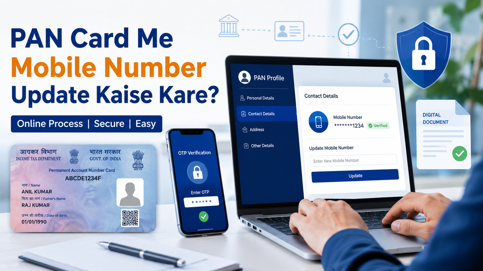 PAN Card Me Mobile Number Update online process step by step